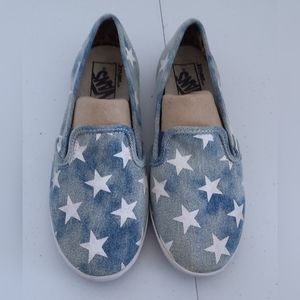 Vans slip-on Lo-pro washed denim blue stars size 6.5
